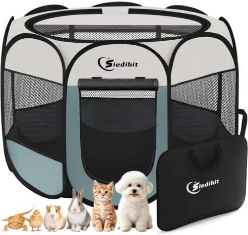 Siedihit Dog Cat Playpen, Puppy Pet Playpen Indoor for Small Dog Crate Tent Cage Outdoor