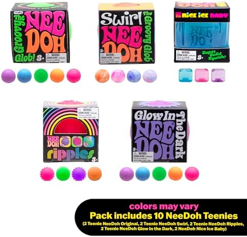 Schylling NeeDoh Teenie 10-Pack - Variety of Mini Squish Toys