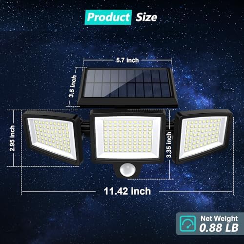 Tuffenough Solar Outdoor Lights 2500LM 210 LED Security Lights with Remote Control