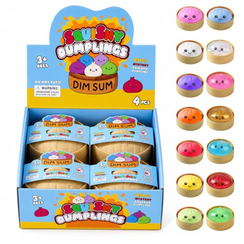 4PCS Dumpling Squeeze Toys, Squishy Mystery Box, Relief for Desk Decor