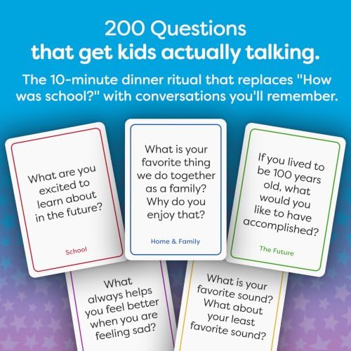 200 Kids Conversation Cards - Screen-Free Family Dinner Game and Road Trip Essential