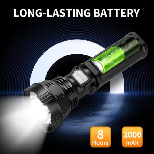 VOETIR Led Solar Flashlight, 1500 Lumens Led Solar Handheld Flashlights with IP65