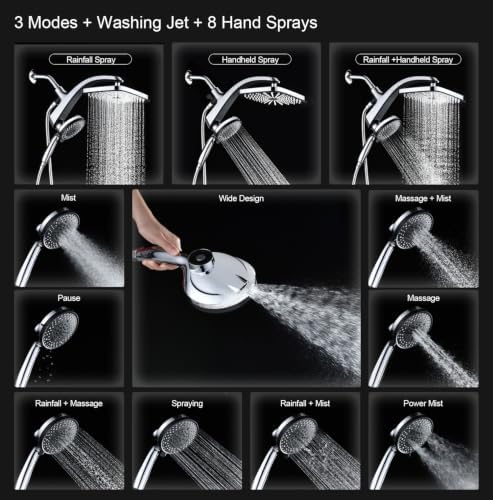 Rain Shower Head with Handheld Showerhead, Chrome 1.8GPM 460311