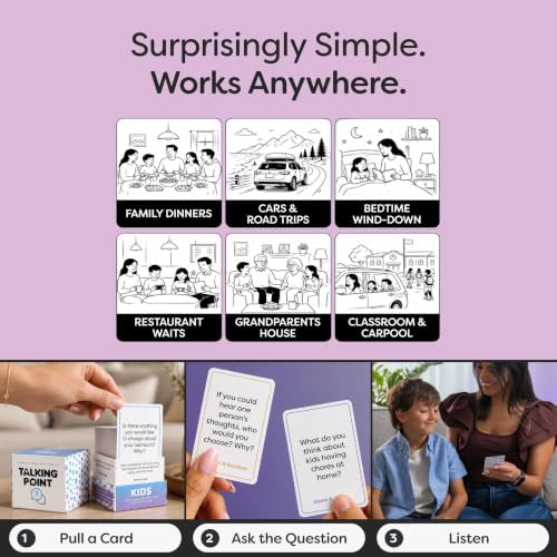 200 Kids Conversation Cards - Screen-Free Family Dinner Game and Road Trip Essential