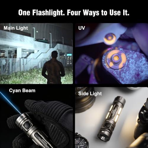 SK06 2400LM EDC High Lumens Flashlight with UV & Cyan Beam
