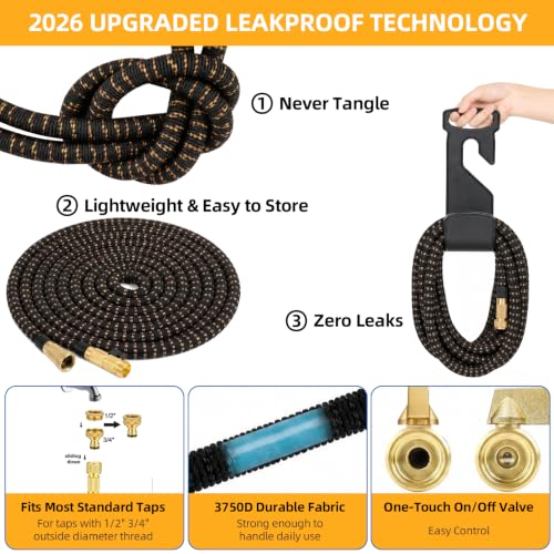100 ft Expandable Garden Hose, Lightweight Expanding Water Hose with 10