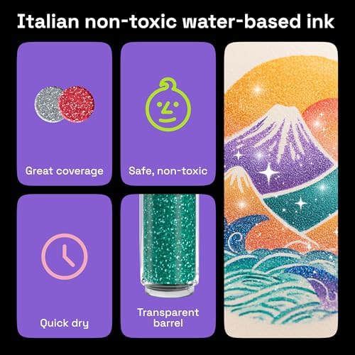 ARTISTRO 12 Glitter Paint Pens for Glass Marking - Extra-Fine Tip