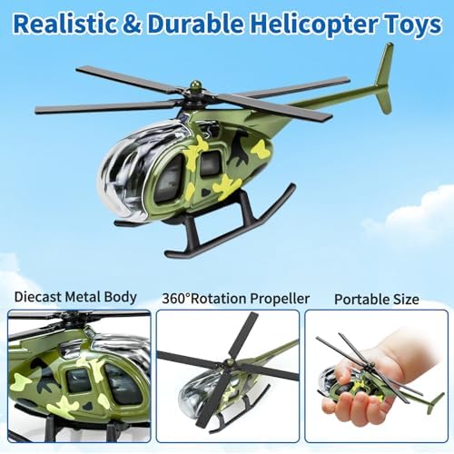 12PCS Diecast Helicopters, Mini Alloy Toy Helicopter for Boys 3 4-7