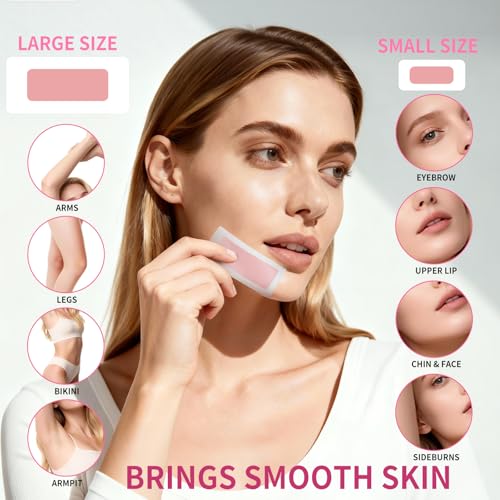 60PCS Wax Strips- 40Facial&20Body Waxing Kit for Women Hair Removal