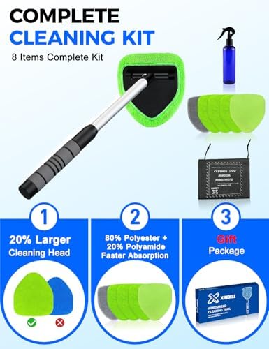 XINDELL Interior Windshield Cleaner Tool – Car Interior Window Cleaning Kit with
