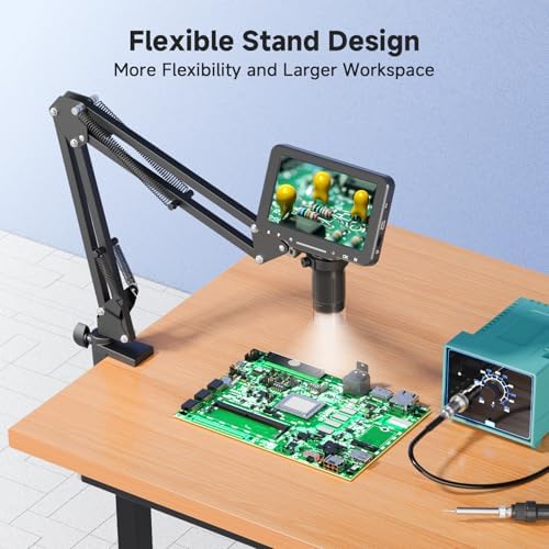 5" LCD Digital Soldering Microscope for PCB Repair with C-Clamp