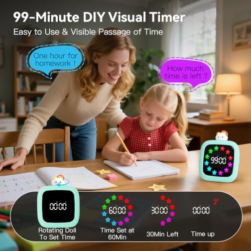 Digital Visual Timer for Kids, 99-Minute Countdown, Rechargeable