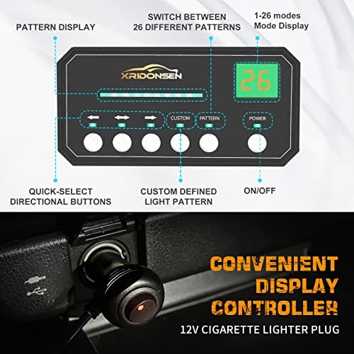2x 14 inch Dash Strobe Lights, Amber White Windshield Lights