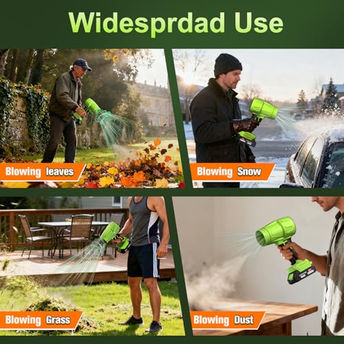 Leaf Blower 2x6.0Ah Battery & Charger,Electric Cordless Leaf Blower(Green)