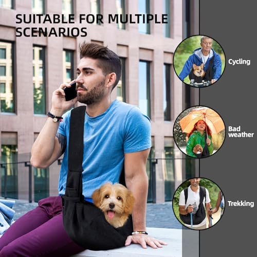 ARZQUT Dog and Cats Carrier Sling, Small Pet Carrier with Storage Pocket