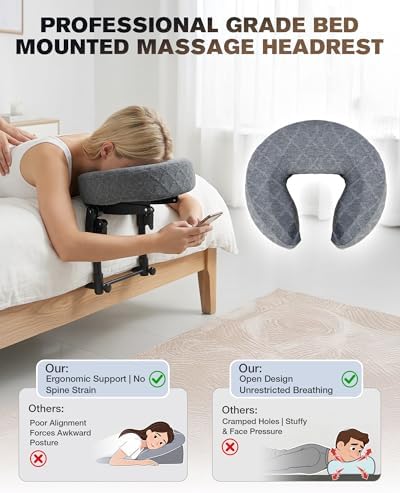 Massage Headrest for Bed, Massage Face Cradle at Home Adjustable 18" Height