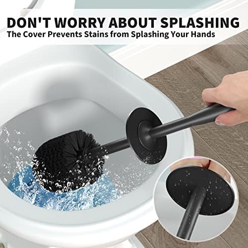 Toilet Brush and Holder 2 Pack, Toilet Bowl Brush with Extra Long Handle