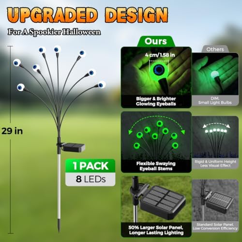 Halloween Decorations Outdoor, 6Pack 48 LEDs Solar Eyeball Lights