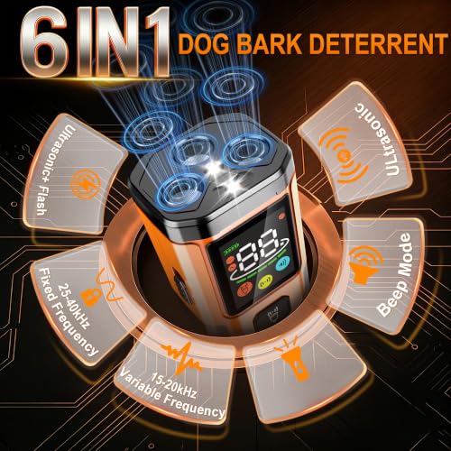 Dog Bark Deterrent Device, 3X Ultrasonic Anti Barking Device for Dogs with 6