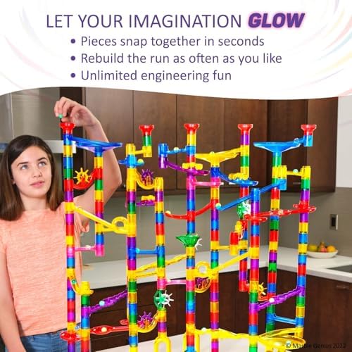 Marble Genius 300 pcs Glow Marble Race Track & STEM Toy for Kids Ages 4+