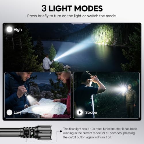 2Pack Rechargeable Flashlights, Super Bright High Lumens Flashlight