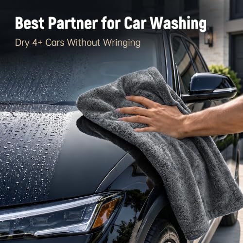 Veco 3-Piece Car Drying Towels, 1300 GSM 70/30 Twist-Loop Microfiber, Gray