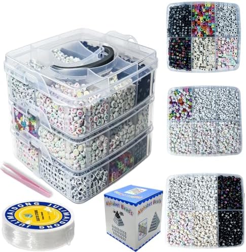 Alphabet Beads A-Z 6200+Pcs Letter Number Hearts Bracelets Bead