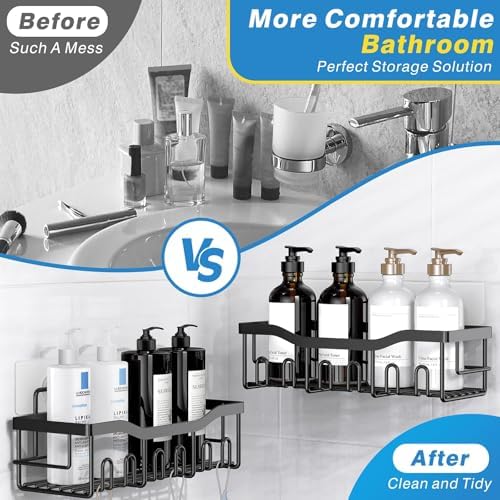 EUDELE Adhesive Shower Caddy, 5 Pack Rustproof Stainless Steel Bath Organizers With Large
