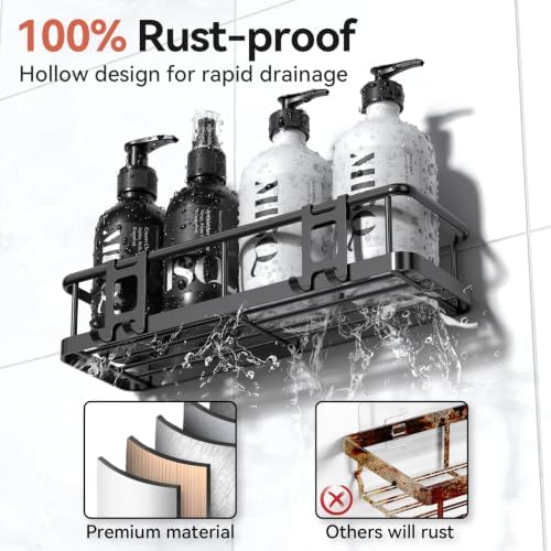 YASONIC Shower Caddy Adhesive, Rustproof Shower Shelves for Inside Shower