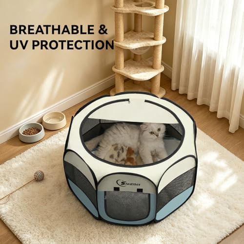 Siedihit Dog Cat Playpen, Puppy Pet Playpen Indoor for Small Dog Crate Tent Cage Outdoor