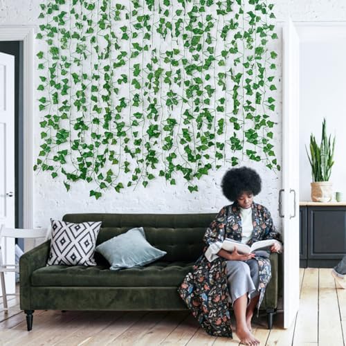 Freyalife Fake Vines for Room Decor(12 Pack 84 Feet) Aesthetic Artificial Plant Ivy