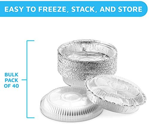 MontoPack 9” Round Aluminum Foil Pans with Clear Lids