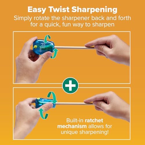 Bostitch Office Pencil Sharpener, Manual, One Assorted Color, Twist-n-Sharp, Kids, Boys