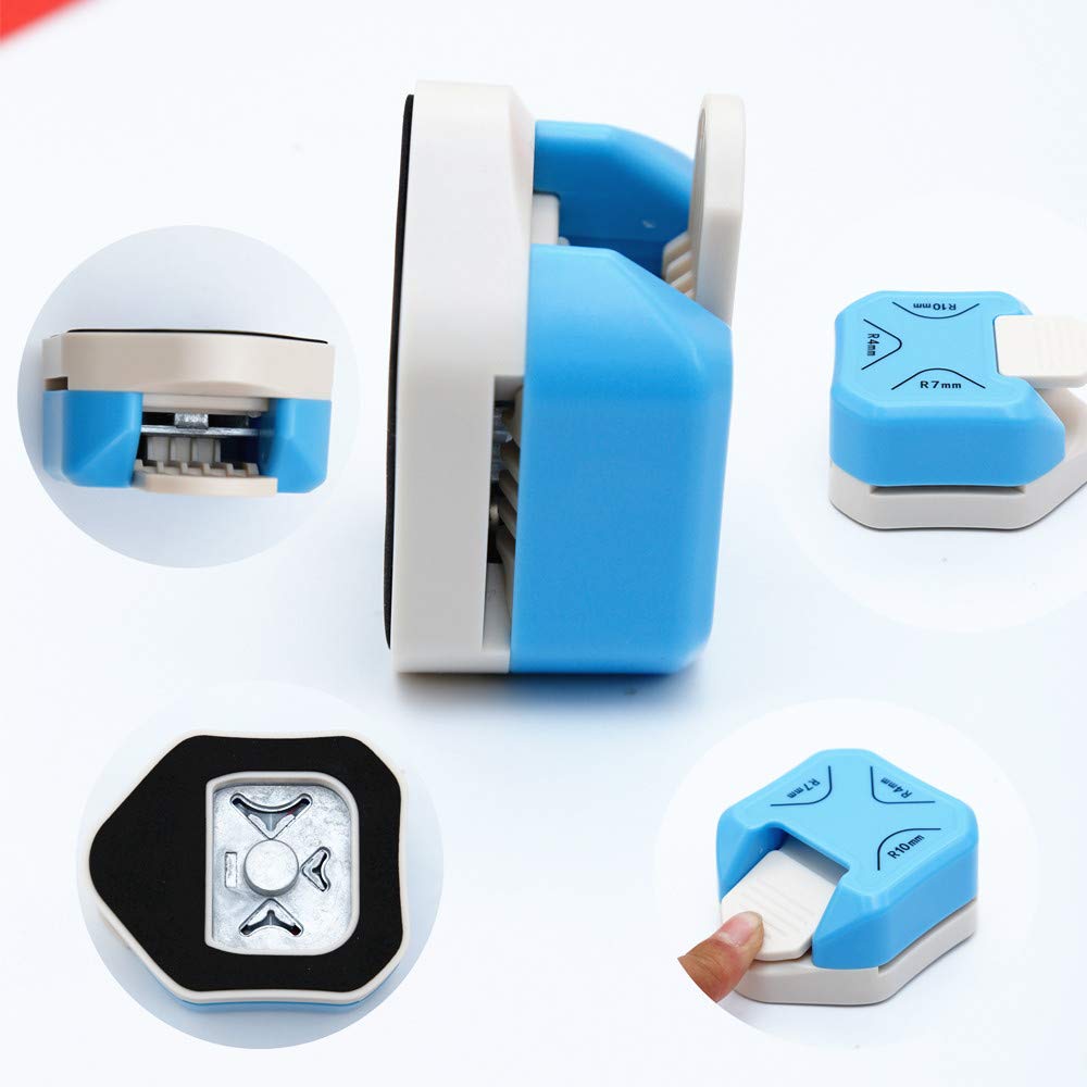 QIQQIKIN Paper Corner Rounder 3 in 1 （R4mm+R7mm+R10mm）， Punches for Crafts，
