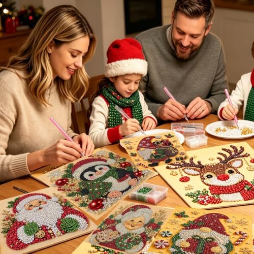 6 Pack Christmas Diamond Painting Kit, Pearl Diamond Art Kits for Adults