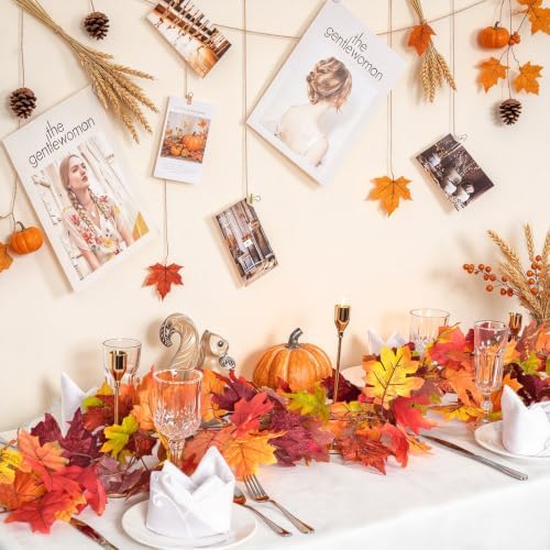 2 Pack Fall Garland Maple Leaf, 5.9Ft/Piece 7 Colors Hanging Vine Garland Artificial