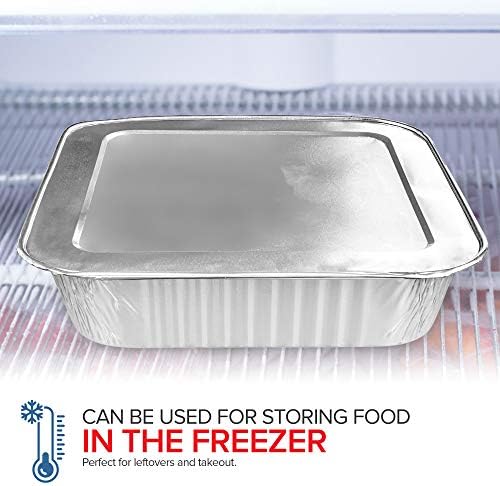 Stock Your Home 8x8 Foil Pans with Lids (20 Pack) 8 Inch Square Aluminum Pans with Covers