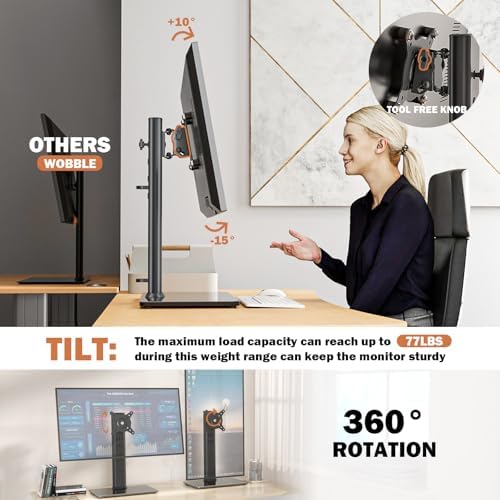 Single LCD Computer Monitor Free-Standing Desk Stand Mount Riser for 13 inch to 32 inch
