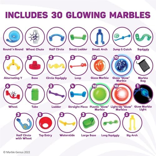 Marble Genius 300 pcs Glow Marble Race Track & STEM Toy for Kids Ages 4+