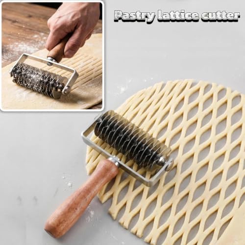 Pastry Lattice Roller Cutter - Stainless Steel Dough Lattice for Pie Pizza Bread beef