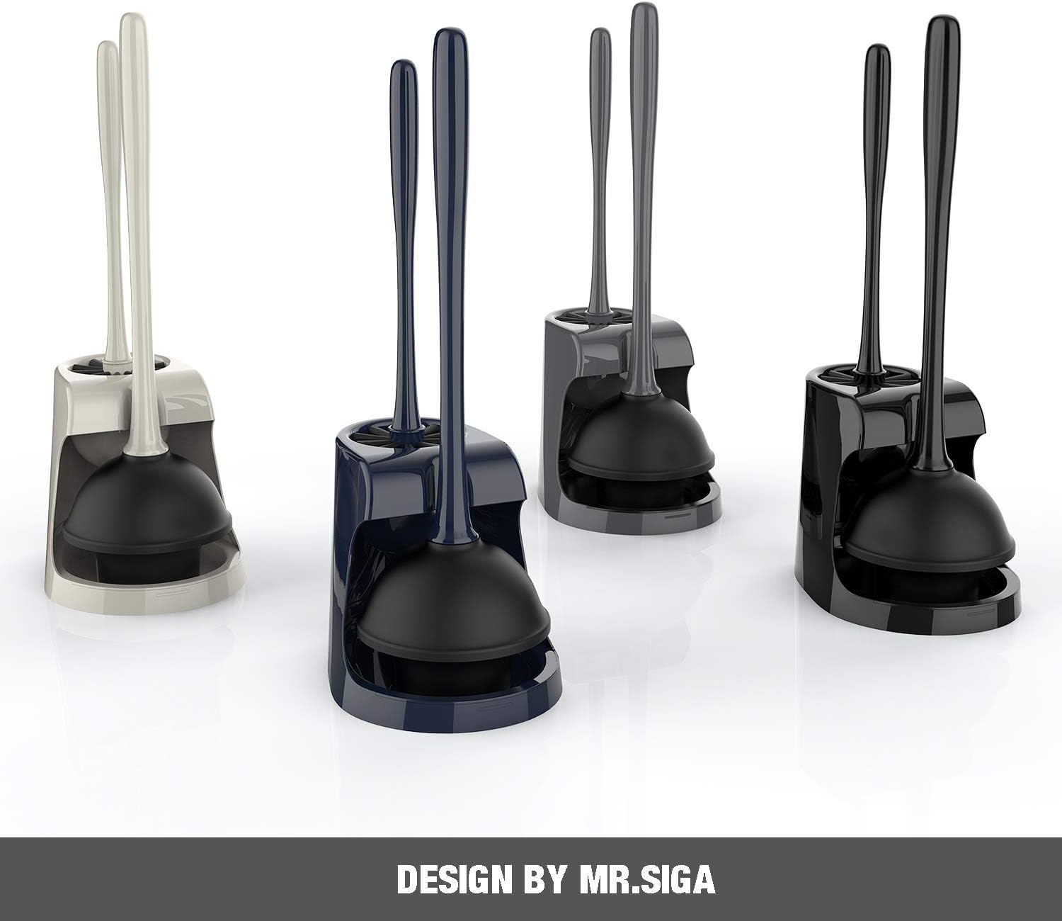 MR.SIGA Toilet Plunger and Bowl Brush Combo for Bathroom Cleaning, Black, 1