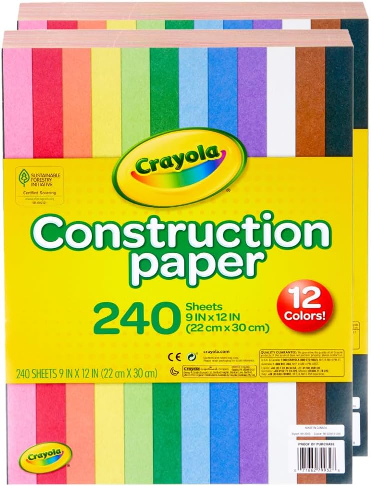 Crayola Construction Paper Bulk Pack (480 Sheets) – 10 Assorted Colors, 9x12