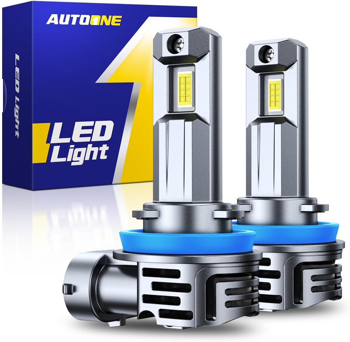 AUTOONE H11 H8 H9 LED Bulbs, 80000LM Super Bright 6500K White,1:1 Mini Size