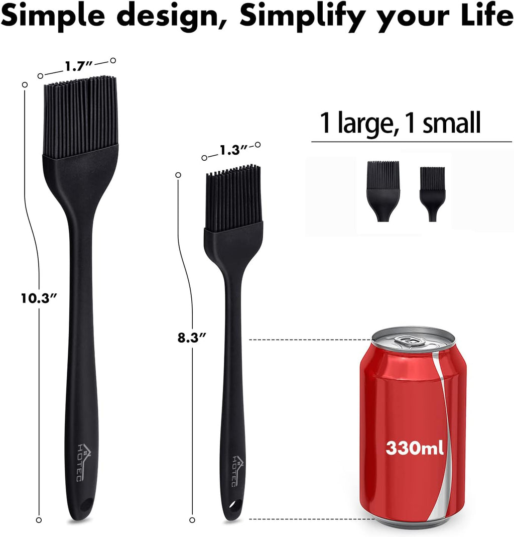 HOTEC 600℉ Heat Resistasnt Basting Brushes, BPA Free Silicone Pastry Brush