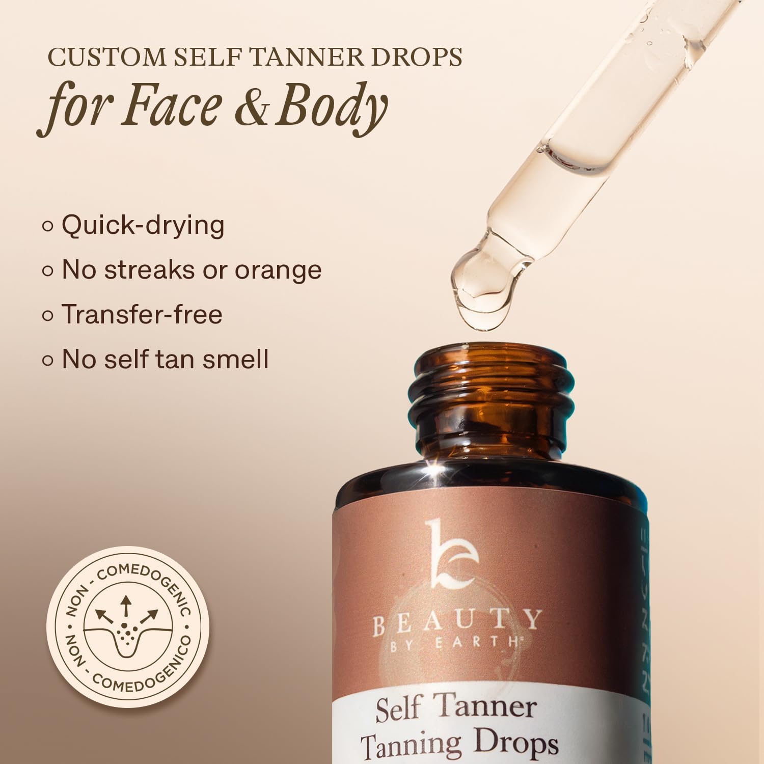 Self Tanning Drops - USA Made with Natural & Organic Ingredients, Medium Face