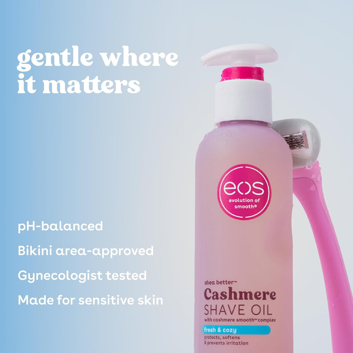 eos Cashmere Shave Oil – Fresh & Cozy, Moisturizing Shave Oil with Shea