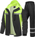 Men's Rain Suit High Visibility Reflective Work Rain Jacket Pants for All Sport Farm