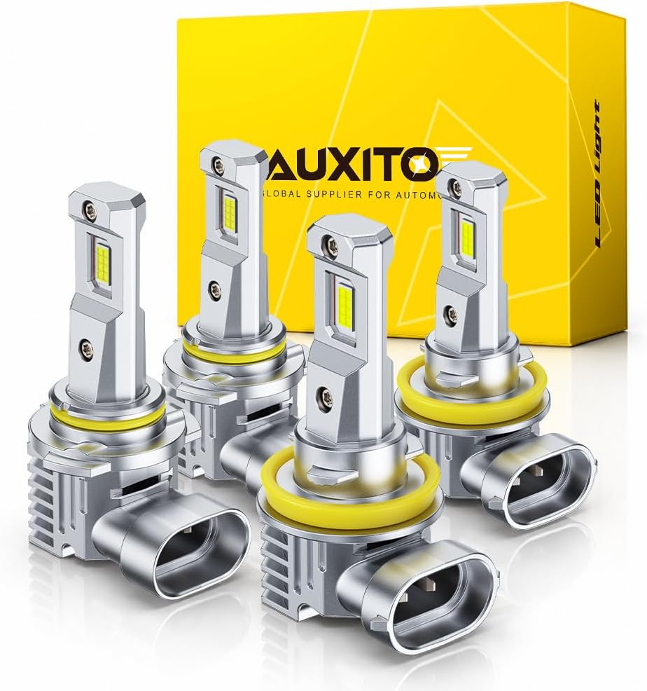 AUXITO H11 9005 LED Combo Bulbs 6500K White 240,000LM 1500% Brighter, 4PCS