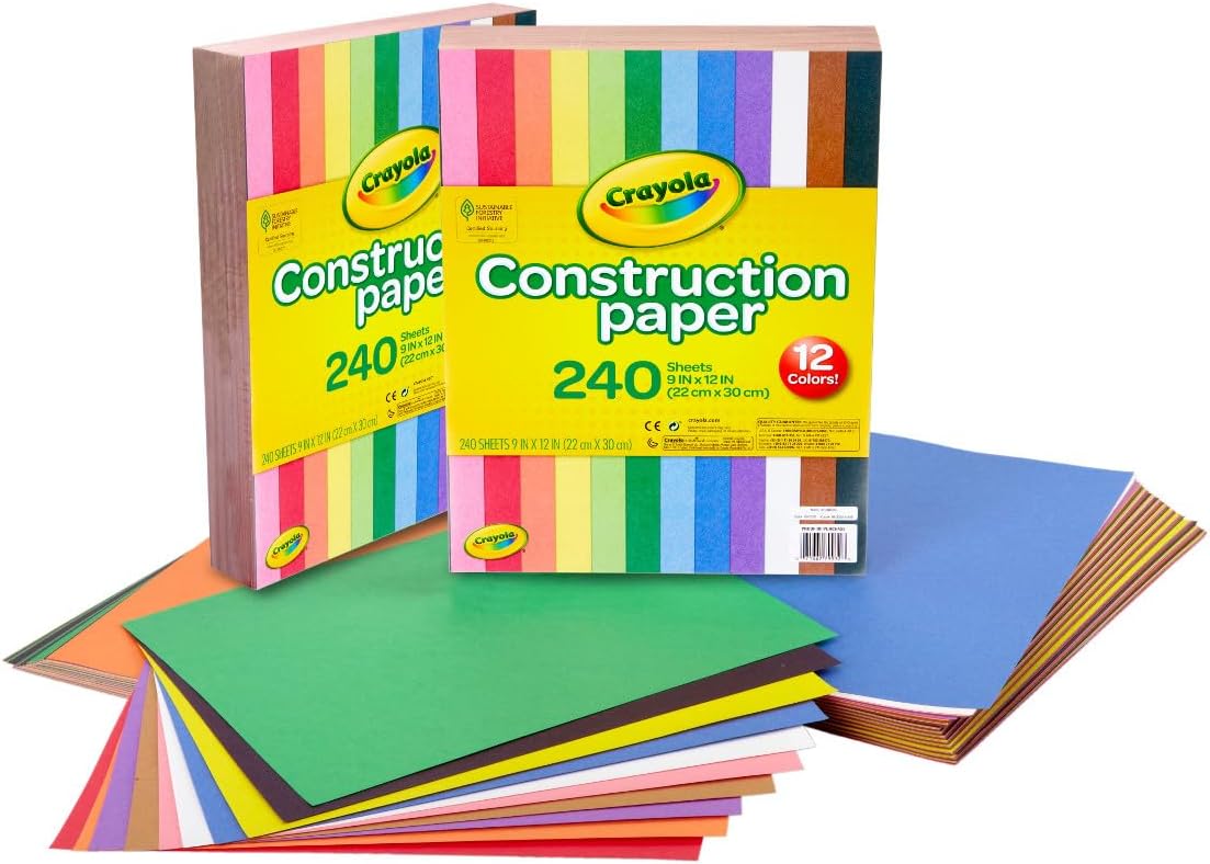 Crayola Construction Paper Bulk Pack (480 Sheets) – 10 Assorted Colors, 9x12