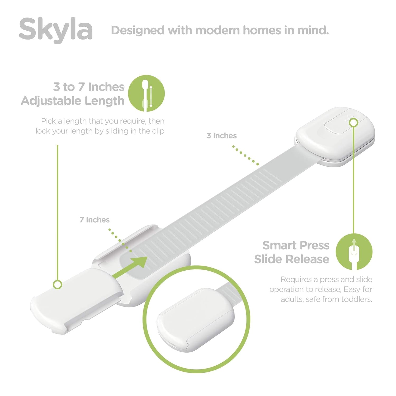 SKYLA HOMES Baby Locks (8-Pack) Child Safety Cabinet Proofing - Safe Quick